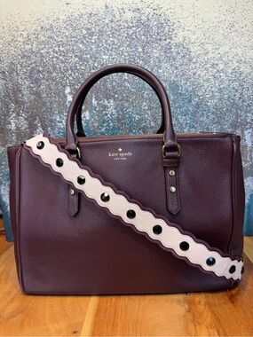 Kate Spade Office Siren Burgundy Pebbled Leather Satchel 2010s (GUC)